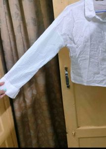 White Crop Shirt For Women