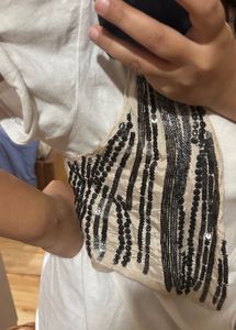 Sequin Embellished Open Front Waist Jacket