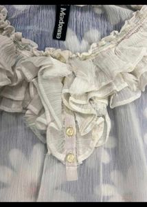 Sheer Off white transy Ruffle Blouse