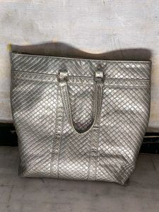 Big Size Silver Quilted Tote Bag