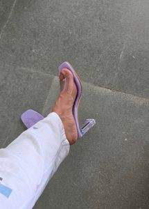 Stylish Lavender Clear Block Heels