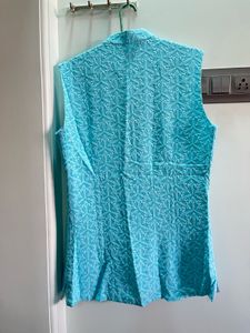 Men's Blue chikankari Nehru Jacket/koti