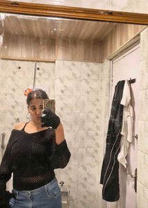 Chic Black Off-Shoulder Knit Top