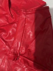 original shein Red Faux Leather Cut-Out Crop Top