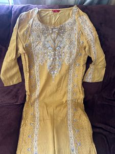W brand Yellow Embellished Kurta