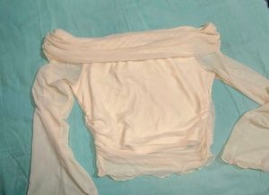 Sheer Off-Shoulder Long Sleeve Top
