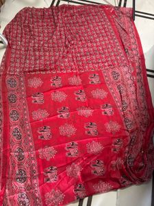 Mirror work Elephant Print Saree with blouse