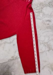 Sparkly Red Turtleneck Top
