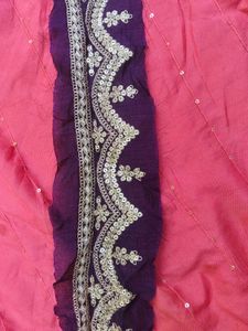 Embroidered Purple Fabric Scarf