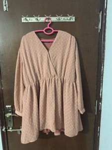 Elegant Rose Swiss Dot Wrap Dress