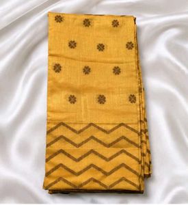 Elegant Mustard Bengali Saree with Floral Print