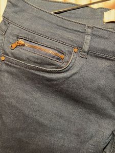 Stylish Blue Skinny Jeans with Zip Detail