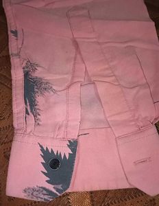 Men's Pink Leaf Print Shirt