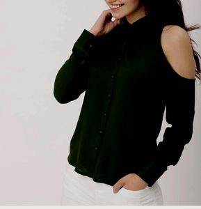 Cold Shoulder Button-Up Shirt- M size