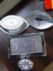 Decorative Silver Trays &amp; Bowl Set