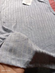 Sleek Grey Ribbed Mock Neck Tank Top