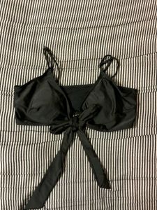 Black Tie-Front Bikini Top