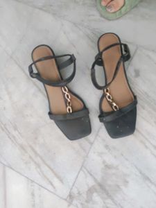 black with golden chain sandal