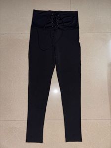 Tie Waist Black Leggings