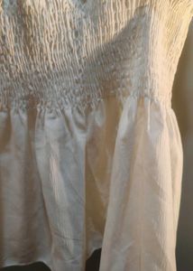 White Smocked Tie-Strap Top