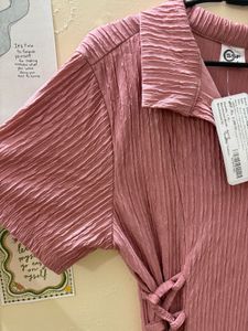 Pink Ribbed Midi Dress