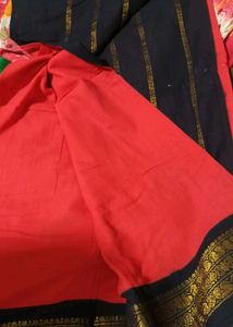 Beautiful Red And Black Saree