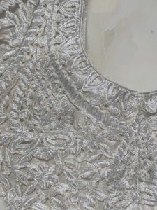 Elegant Silver Embroidered Blouse