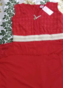 Red Sleeveless Lace &amp; Net Midi Dress + Freebie