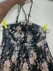 Strapless  halter neck Floral Print Dress