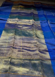 Royal Blue Cotton Silk Checked Design Saree