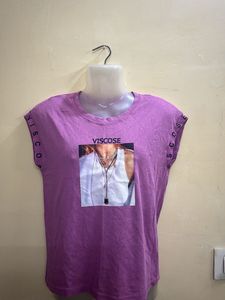 Purple Viscose Graphic T-Shirt