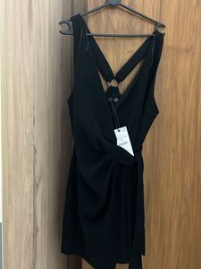 Zara Chic Black Wrap Mini Dress