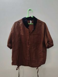 Retro Brown Button-Up Shirt
