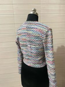 tweet Chic Textured Cropped Jacket