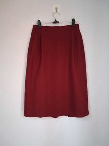 Maroon Pleated Midi Skirt