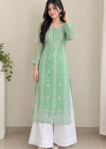 Embroidered Kurta with Palazzo Pants