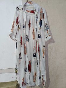 Chic Striped Shirt Dress with Unique Print
