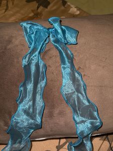 Sparkling Teal Ribbon Hair Tie