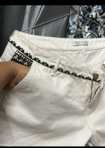 White Embroidered Shorts