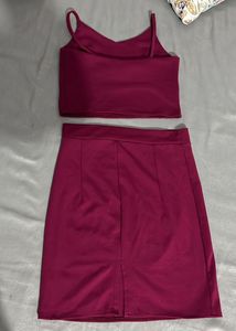 Burgundy Crop Top &amp; Skirt Set Size S