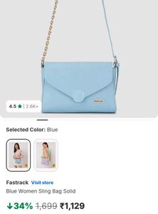 🩵 Fastrack Crossbody Bag with Gold Chain