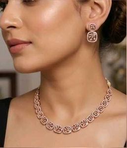 Rose Gold necklace and earring set