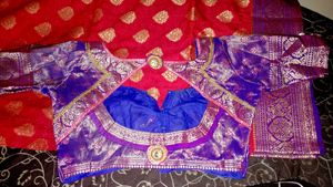 Vibrant Red Saree with Brocade Blouse