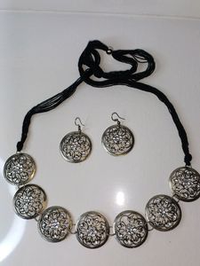 Trending Oxidised Necklace With Earrings