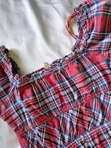 Trendy Plaid Puff Sleeve Top