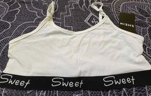 Comfortable White Ribbed Sports Bra