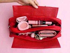 Chic Red Textured Handbag