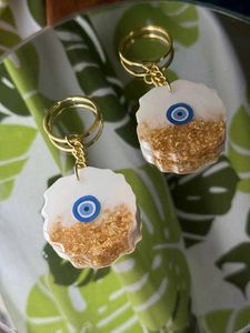 Evil Eye Keychain - Gold Leaf Design