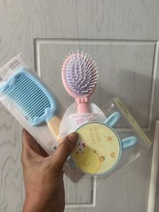 🦄3 - Cute Pink Folding Hair Comb , Brush , Mirror