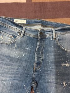 Zara Distressed Paint Splatter Jeans